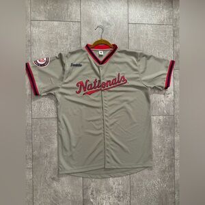 Franklin Washington Nationals Button Down Jersey Grey Size XL EUC
